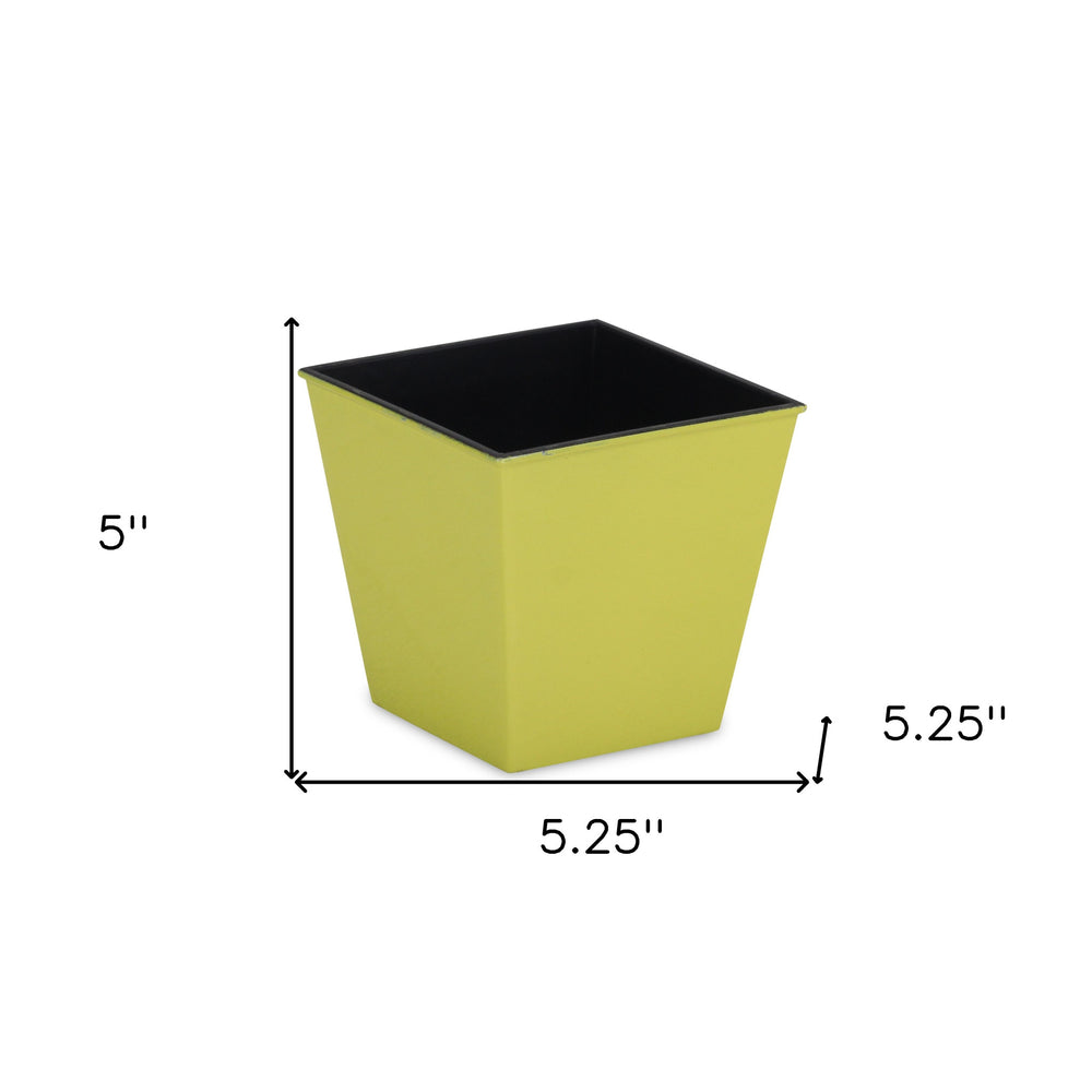5" Yellow Recycled Plastic Indoor Outdoor Square Pot Planter - Homeroots - Flyclothing LLC