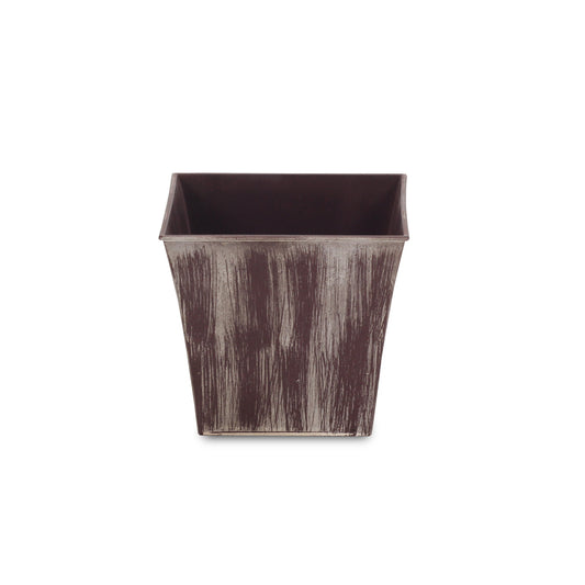 7" Brown and Ivory Abstract Recycled Plastic Indoor Outdoor Square Pot Planter - Homeroots