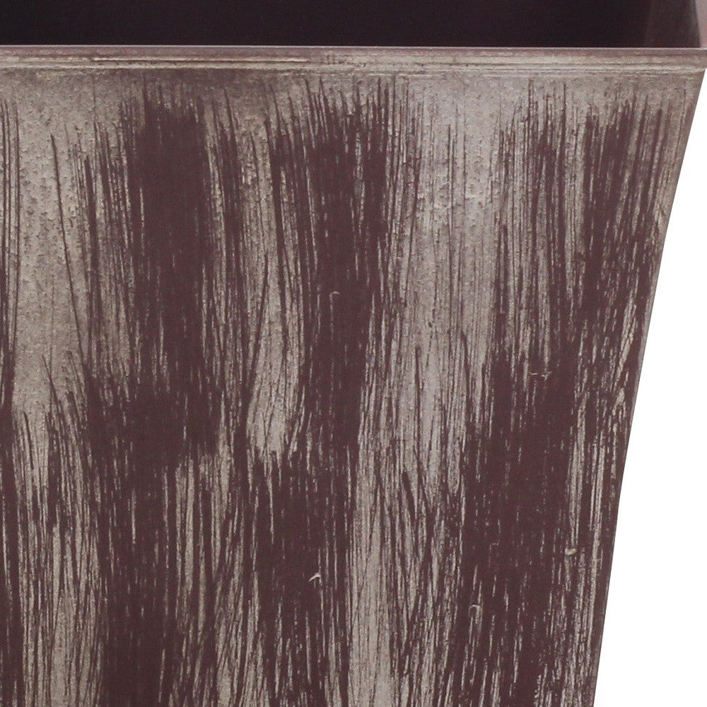 7" Brown and Ivory Abstract Recycled Plastic Indoor Outdoor Square Pot Planter - Homeroots - Flyclothing LLC
