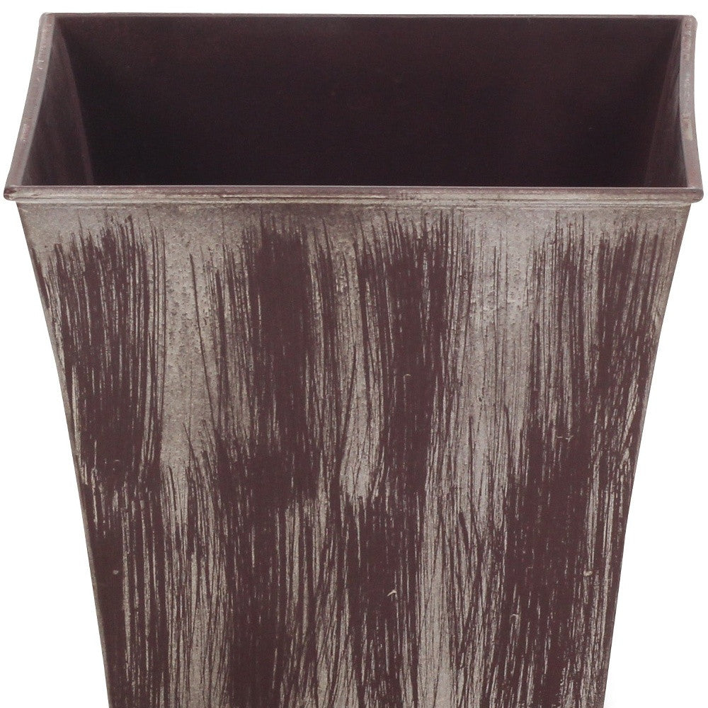 7" Brown and Ivory Abstract Recycled Plastic Indoor Outdoor Square Pot Planter - Homeroots - Flyclothing LLC