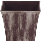 7" Brown and Ivory Abstract Recycled Plastic Indoor Outdoor Square Pot Planter
