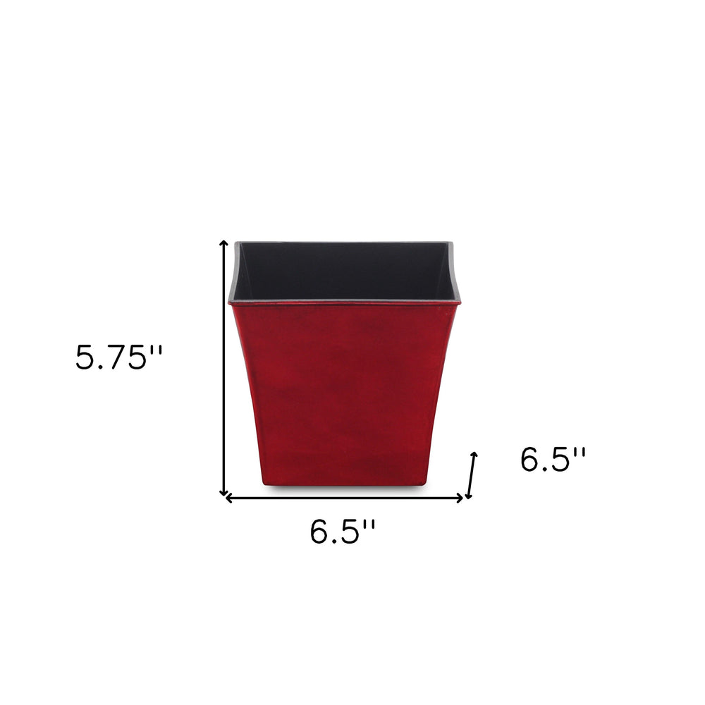 7" Red Recycled Plastic Indoor Outdoor Rectangular Pot Planter - Homeroots - Flyclothing LLC