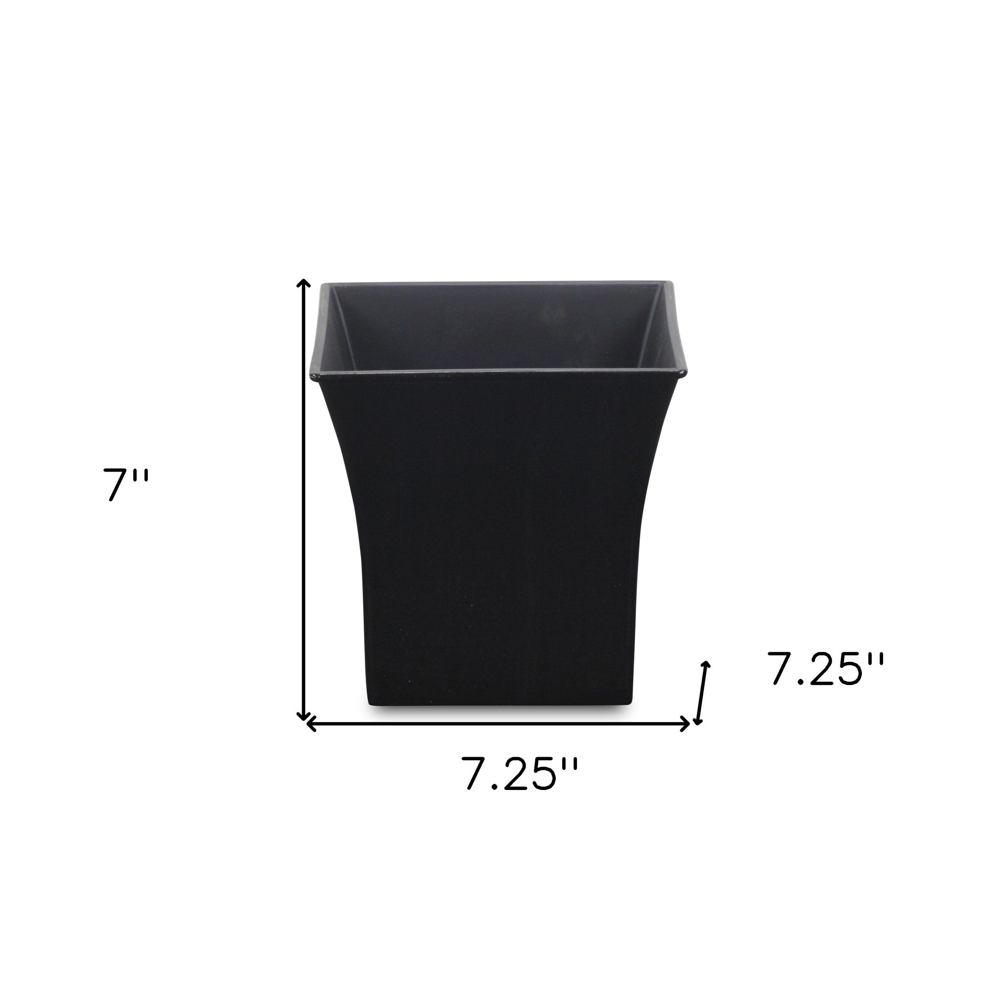 7" Black Recycled Plastic Indoor Outdoor Square Nursery Pot - Homeroots - Flyclothing LLC