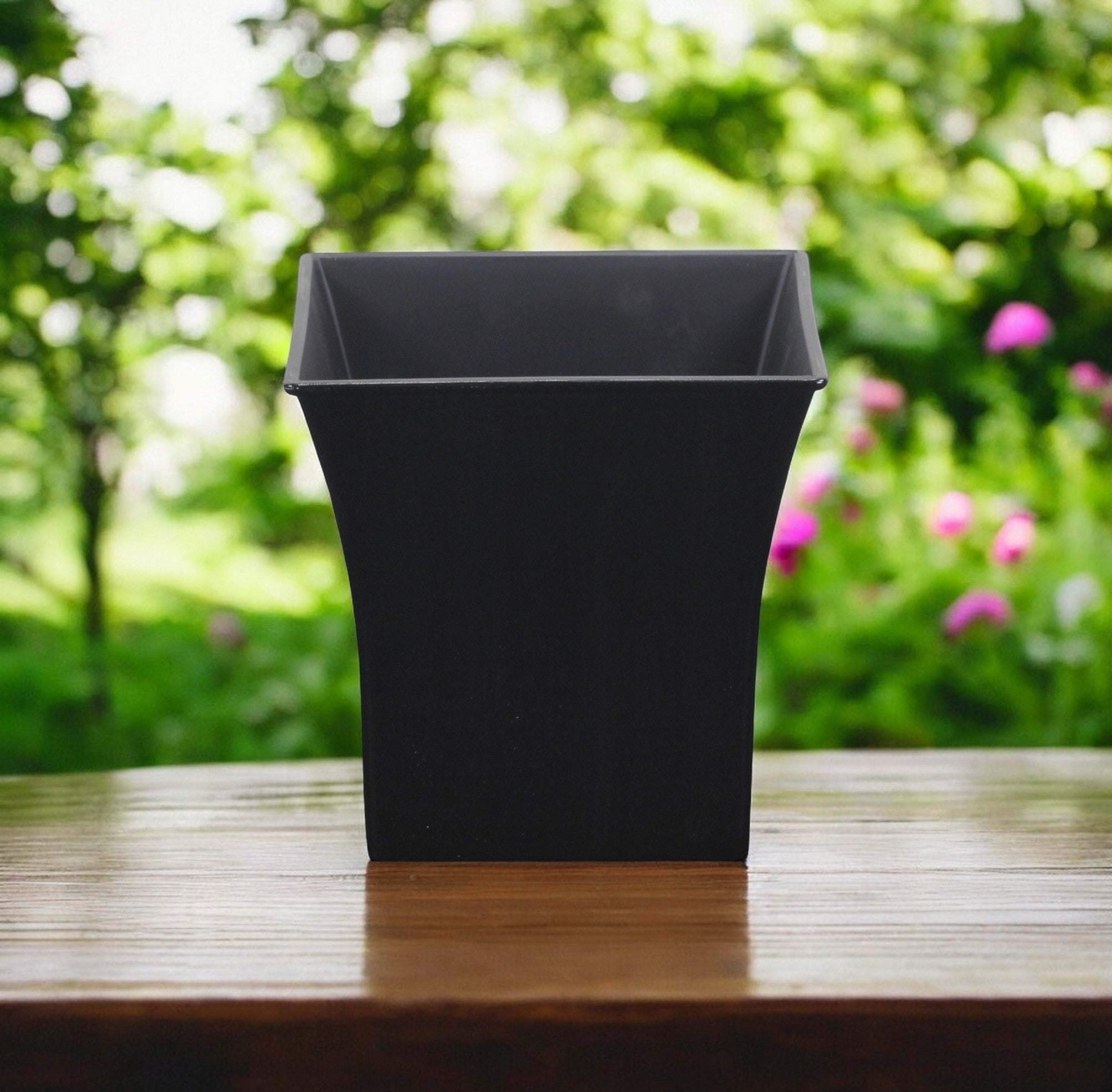 7" Black Recycled Plastic Indoor Outdoor Square Nursery Pot - Homeroots - Flyclothing LLC