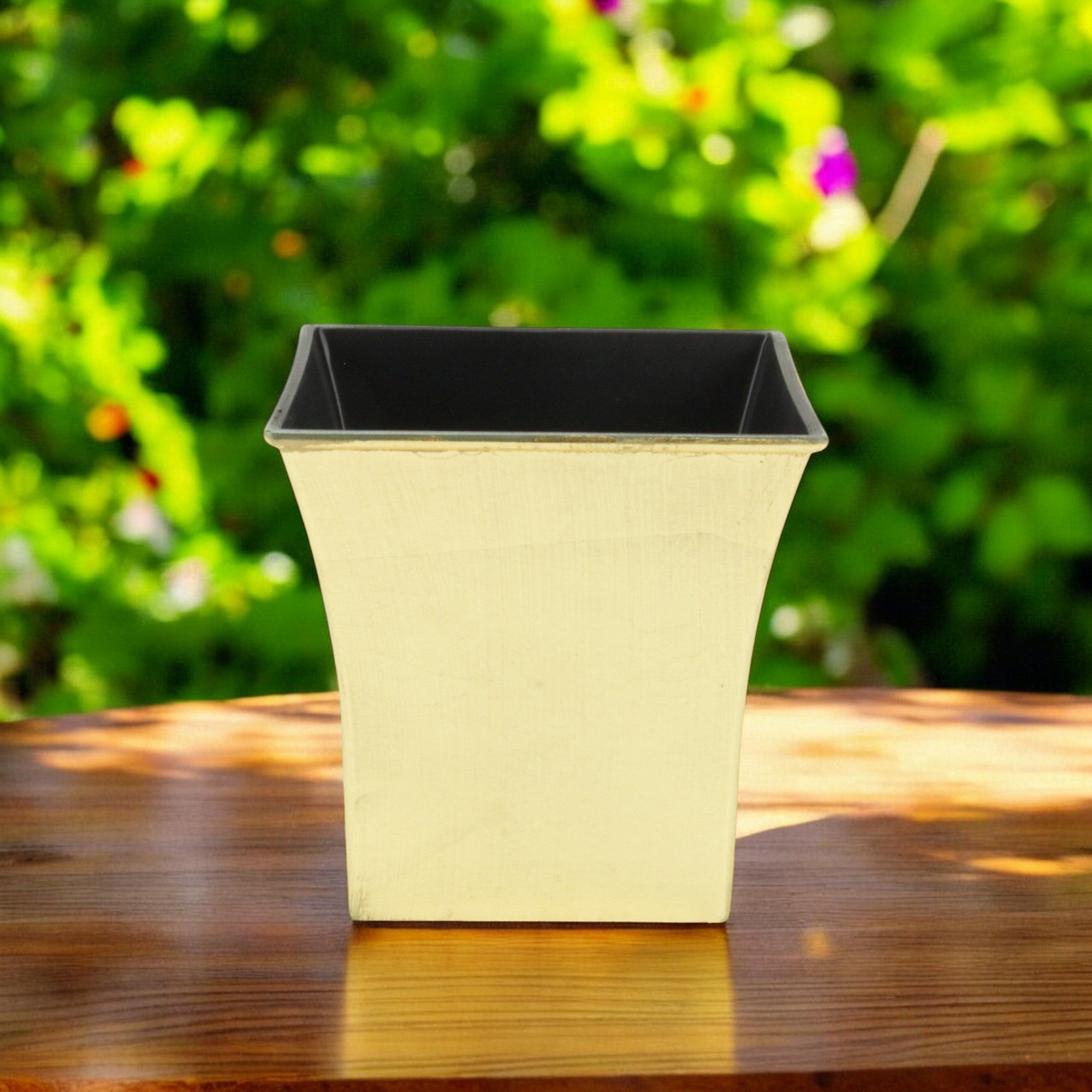 7" Gold Recycled Plastic Indoor Outdoor Square Pot Planter - Homeroots - Flyclothing LLC