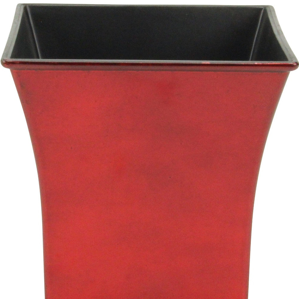 7" Red Recycled Plastic Indoor Outdoor Square Pot Planter - Homeroots
