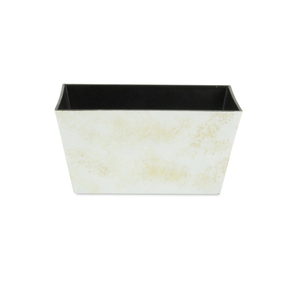 8" Cream Recycled Plastic Indoor Outdoor Rectangular Planter Box