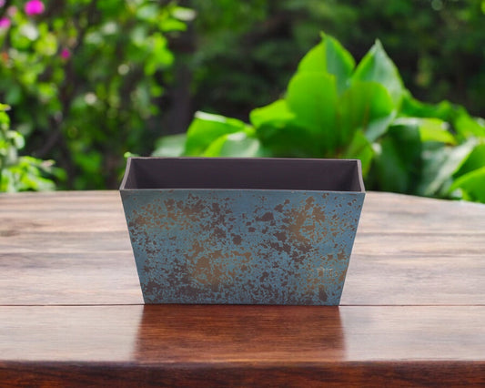 8" Blue Recycled Plastic Indoor Outdoor Rectangular Planter Box - Homeroots