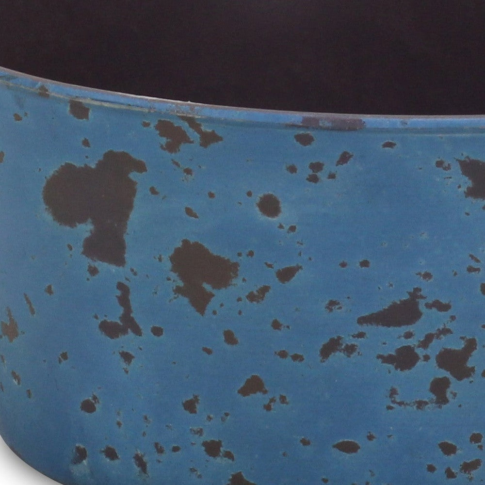 10" Blue Recycled Plastic Indoor Outdoor Round Pot Planter - Homeroots - Flyclothing LLC