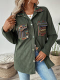 Snap Down Long Sleeve Jacket with Chest Pockets - Trendsi