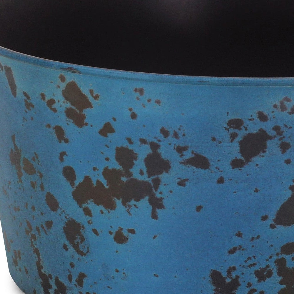 12" Blue Recycled Plastic Indoor Outdoor Round Pot Planter - Homeroots - Flyclothing LLC