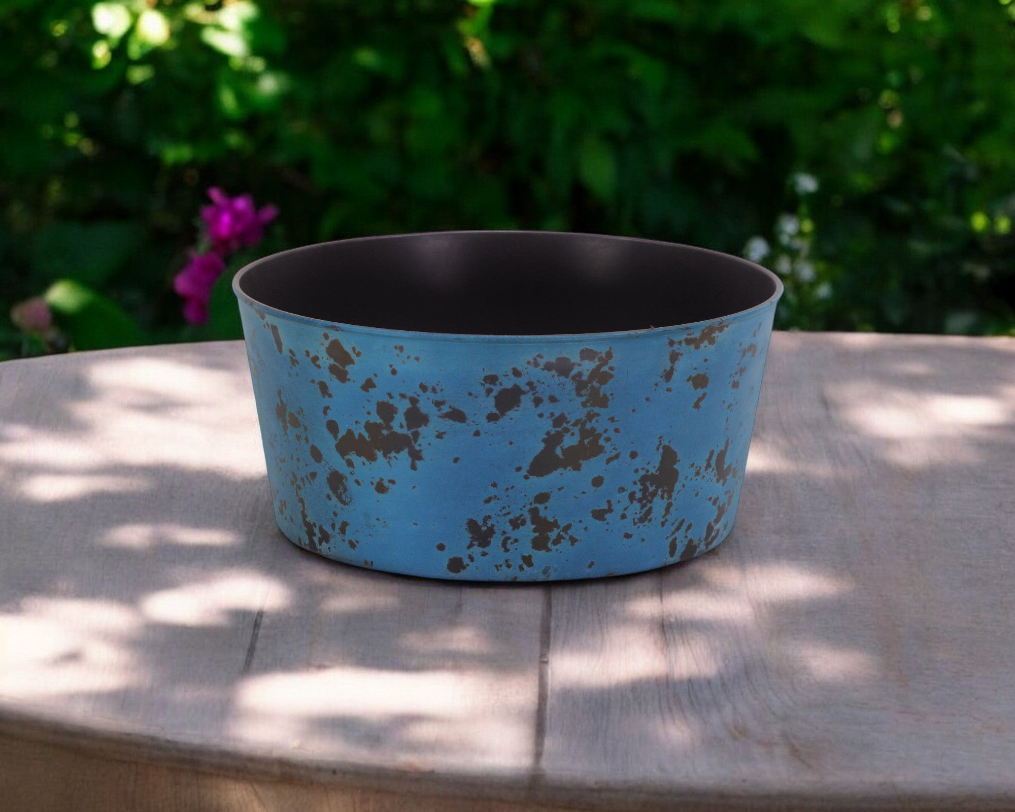 12" Blue Recycled Plastic Indoor Outdoor Round Pot Planter - Homeroots - Flyclothing LLC