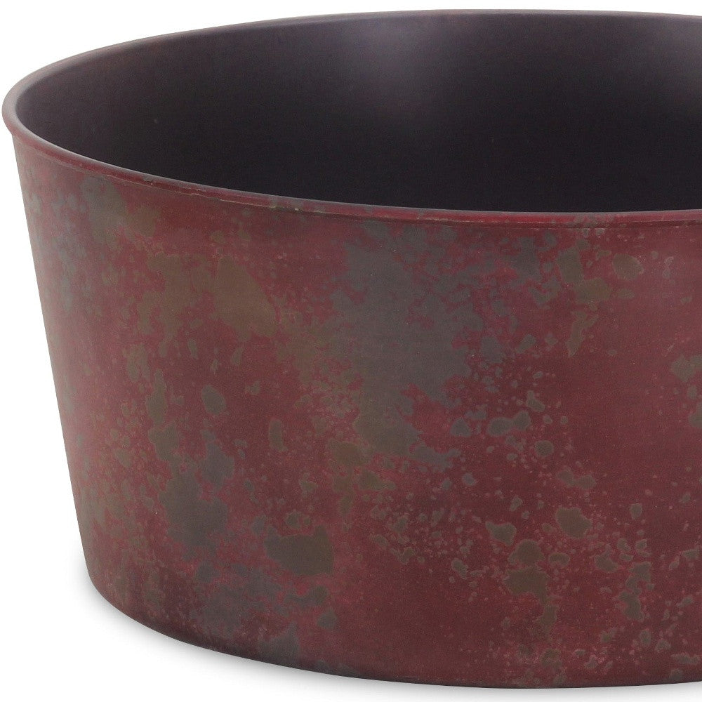 12" Red Recycled Plastic Indoor Outdoor Round Pot Planter - Homeroots - Flyclothing LLC
