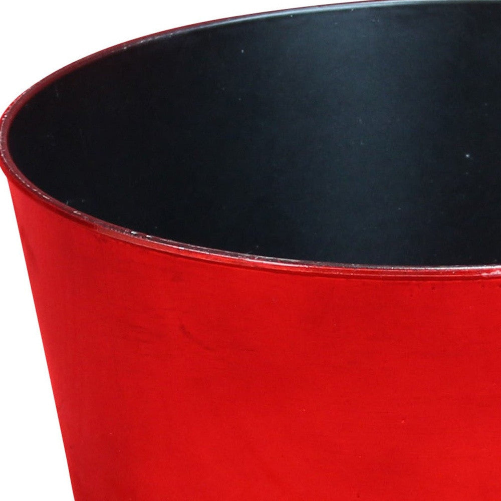 12" Red Recycled Plastic Indoor Outdoor Round Pot Planter - Homeroots - Flyclothing LLC