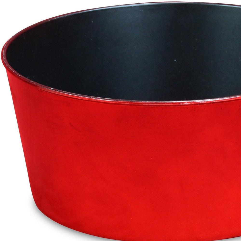 12" Red Recycled Plastic Indoor Outdoor Round Pot Planter - Homeroots - Flyclothing LLC