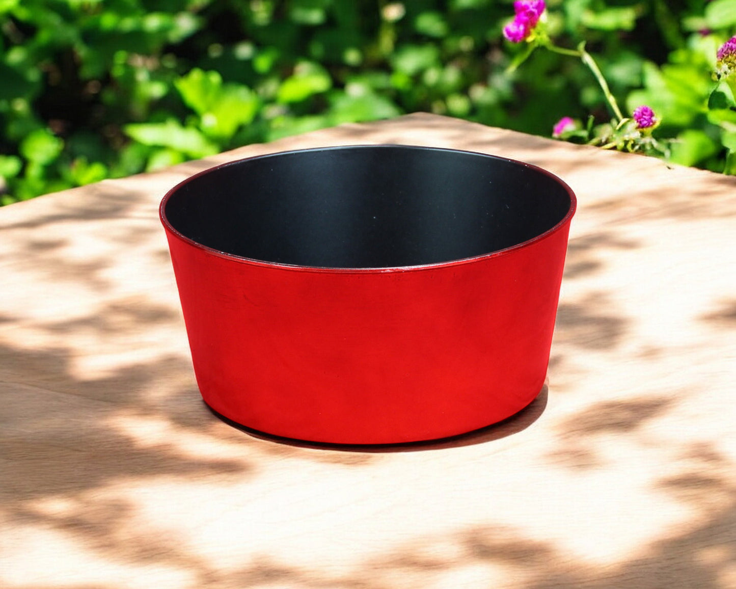 12" Red Recycled Plastic Indoor Outdoor Round Pot Planter - Homeroots - Flyclothing LLC