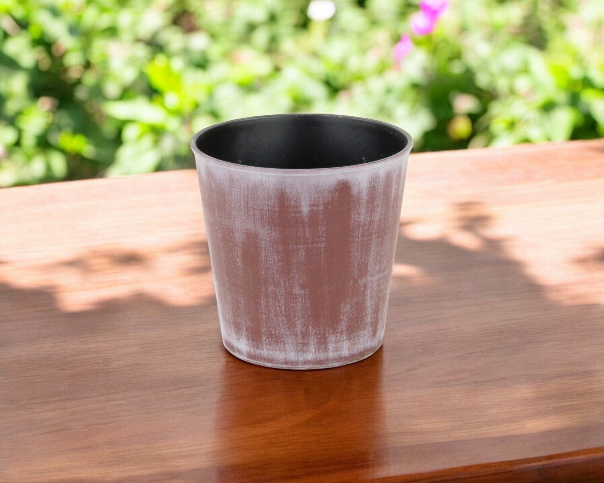 5" Brown and Ivory Abstract Recycled Plastic Indoor Outdoor Round Nursery Pot - Homeroots - Flyclothing LLC