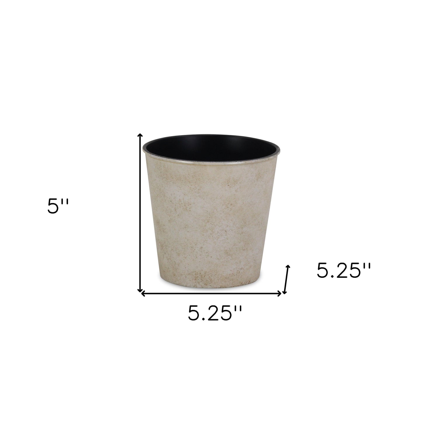 5" Cream Recycled Plastic Indoor Outdoor Round Pot Planter - Homeroots - Flyclothing LLC