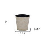 5" Cream Recycled Plastic Indoor Outdoor Round Pot Planter - Homeroots - Flyclothing LLC