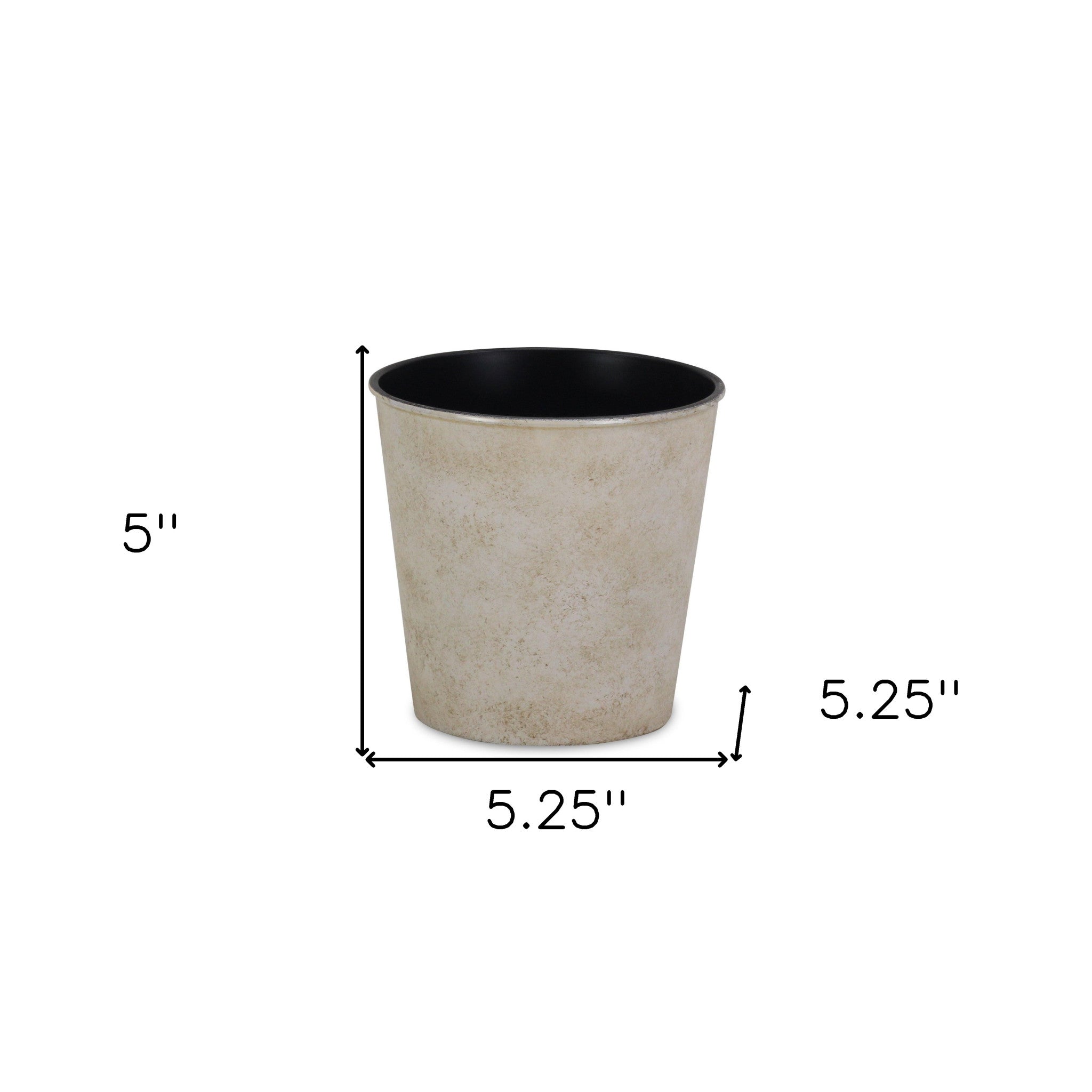 5" Cream Recycled Plastic Indoor Outdoor Round Pot Planter - Homeroots - Flyclothing LLC