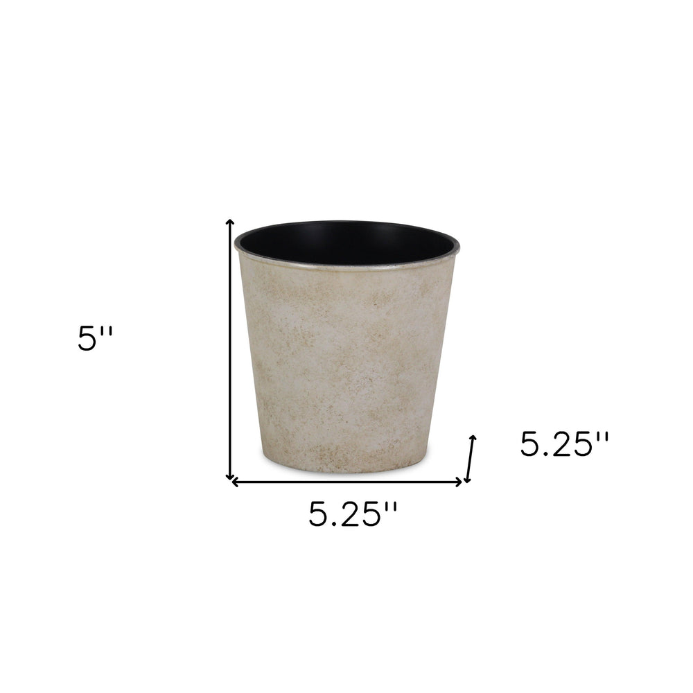 5" Cream Recycled Plastic Indoor Outdoor Round Pot Planter - Homeroots
