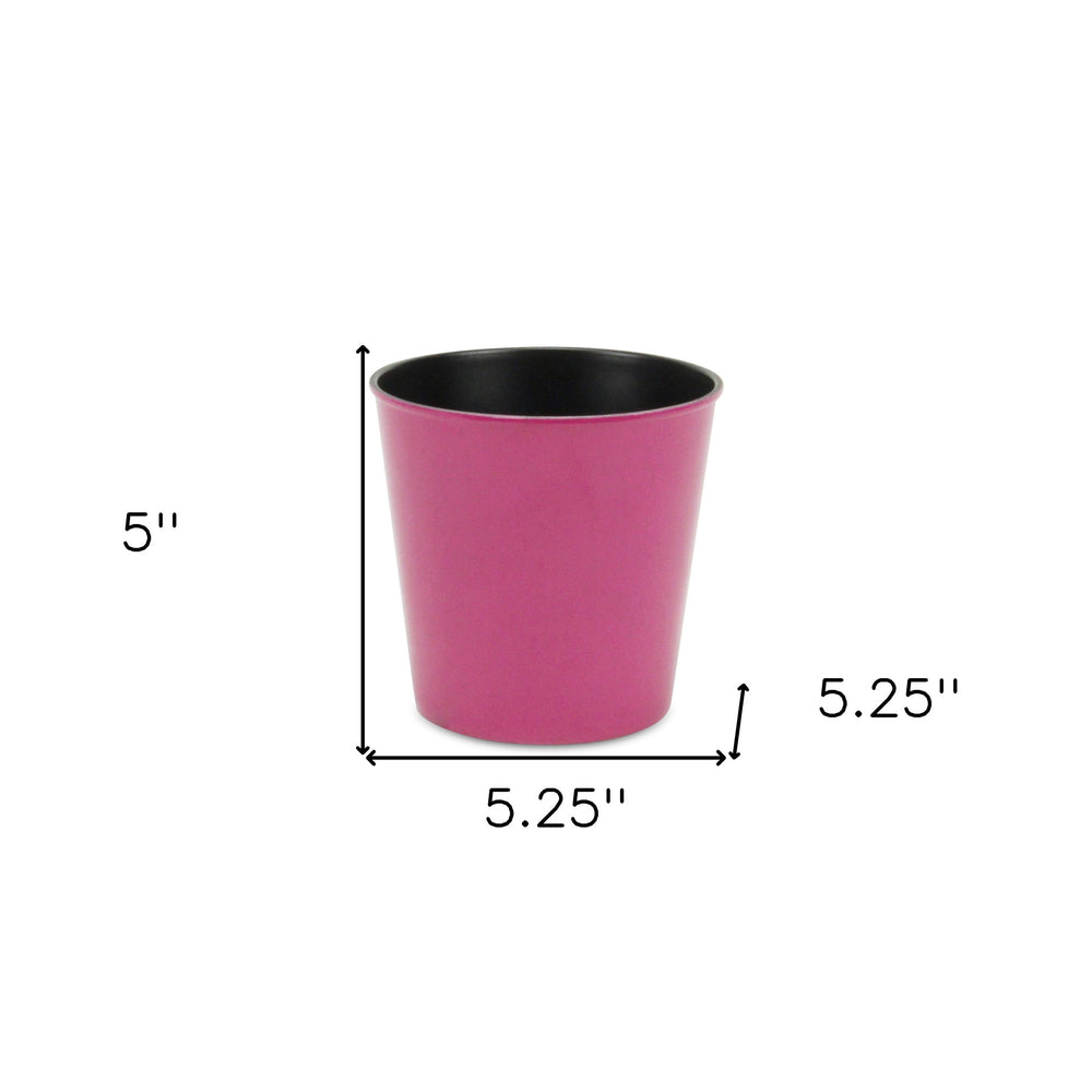 5" Hot Pink Recycled Plastic Indoor Outdoor Round Pot Planter