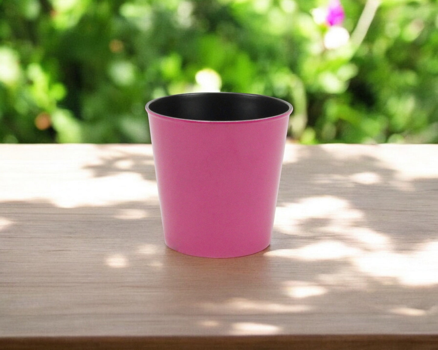 5" Hot Pink Recycled Plastic Indoor Outdoor Round Pot Planter - Homeroots - Flyclothing LLC