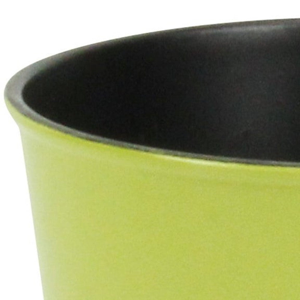 5" Lime Green Recycled Plastic Indoor Outdoor Round Pot Planter - Homeroots