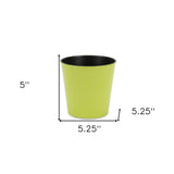 5" Lime Green Recycled Plastic Indoor Outdoor Round Pot Planter - Homeroots - Flyclothing LLC