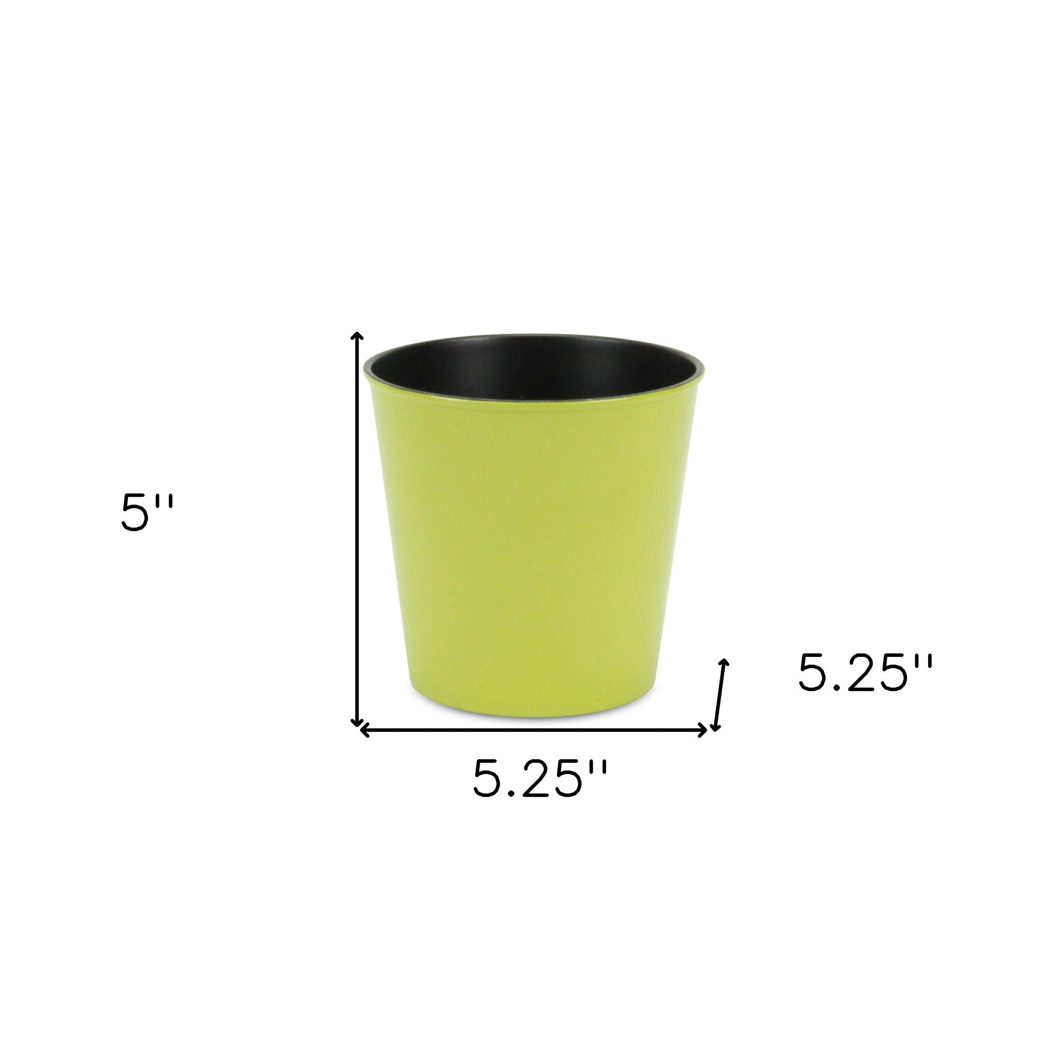 5" Lime Green Recycled Plastic Indoor Outdoor Round Pot Planter - Homeroots - Flyclothing LLC