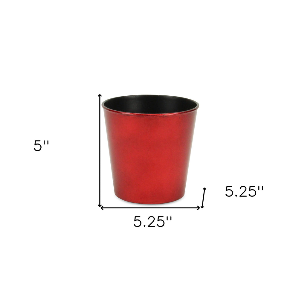5" Red Recycled Plastic Indoor Outdoor Round Nursery Pot