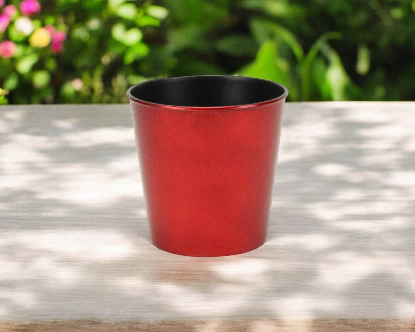 5" Red Recycled Plastic Indoor Outdoor Round Nursery Pot - Homeroots - Flyclothing LLC