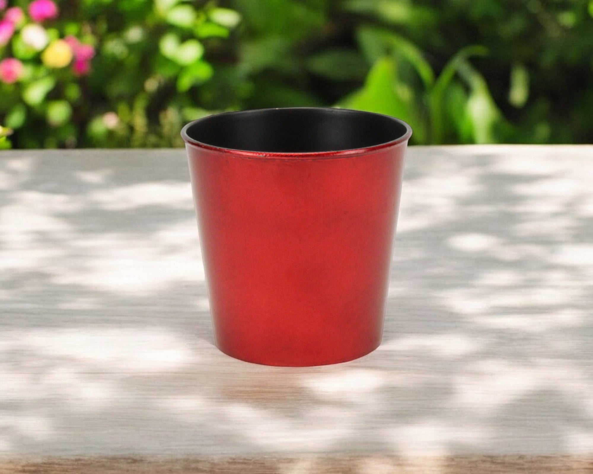 5" Red Recycled Plastic Indoor Outdoor Round Nursery Pot - Homeroots - Flyclothing LLC