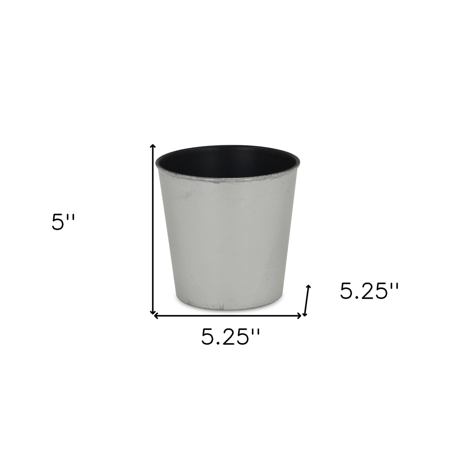 5" Silver Recycled Plastic Indoor Outdoor Round Pot Planter - Homeroots - Flyclothing LLC