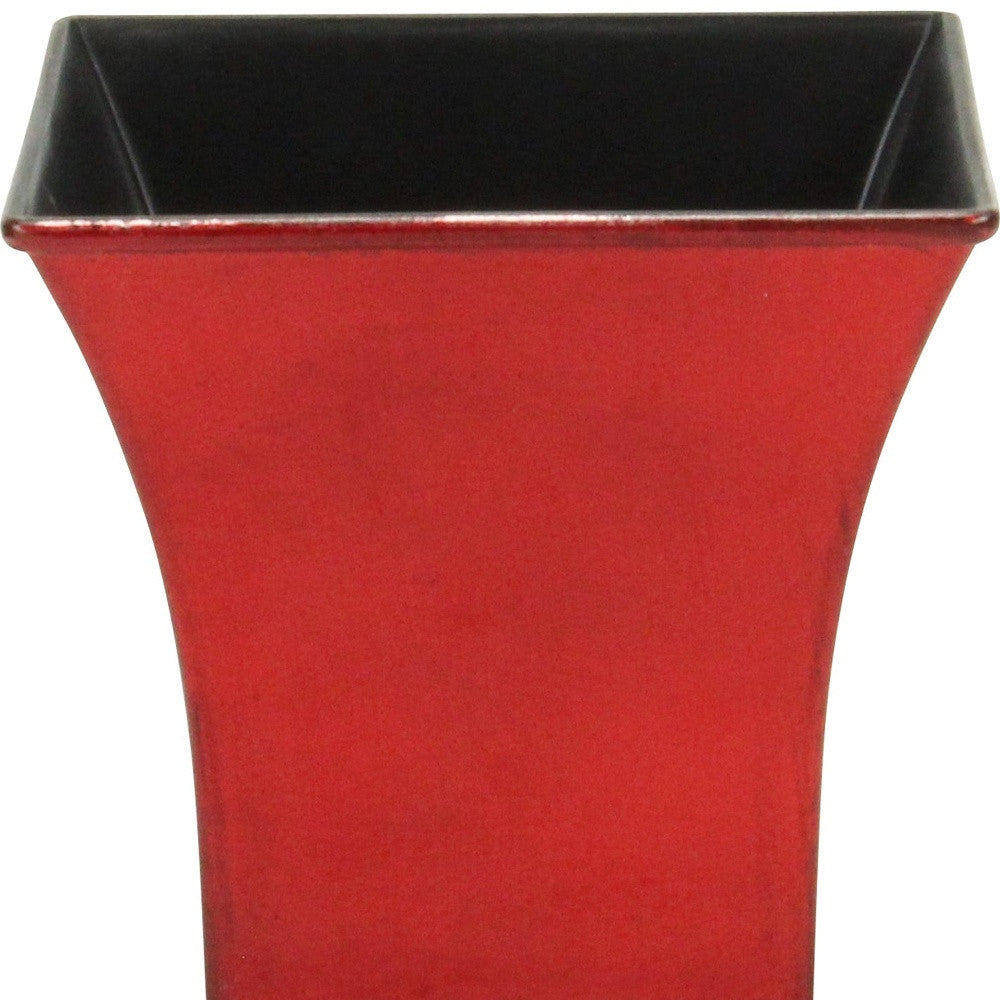 5" Red Recycled Plastic Indoor Outdoor Square Pot Planter - Homeroots - Flyclothing LLC
