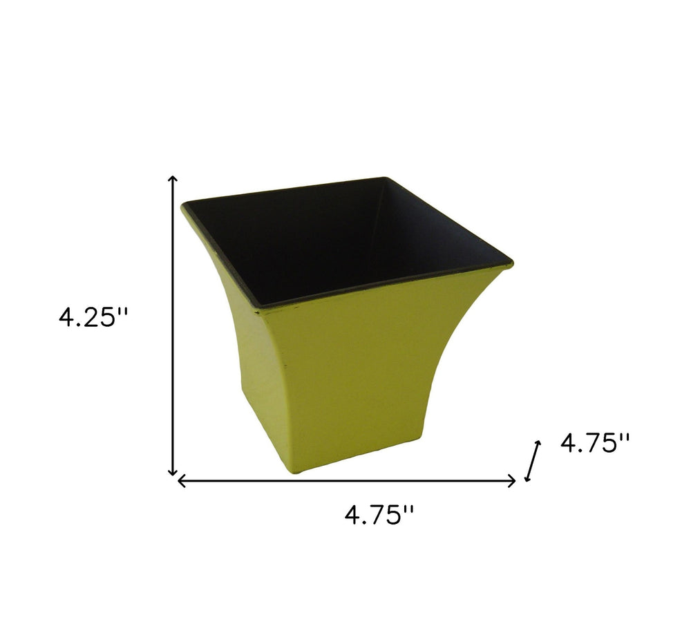 5" Yellow Recycled Plastic Indoor Outdoor Square Pot Planter - Homeroots - Flyclothing LLC