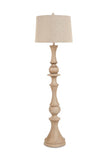 63" Distressed Brown Polyresin Curvy Body Floor Lamp With Beige Shade - Homeroots