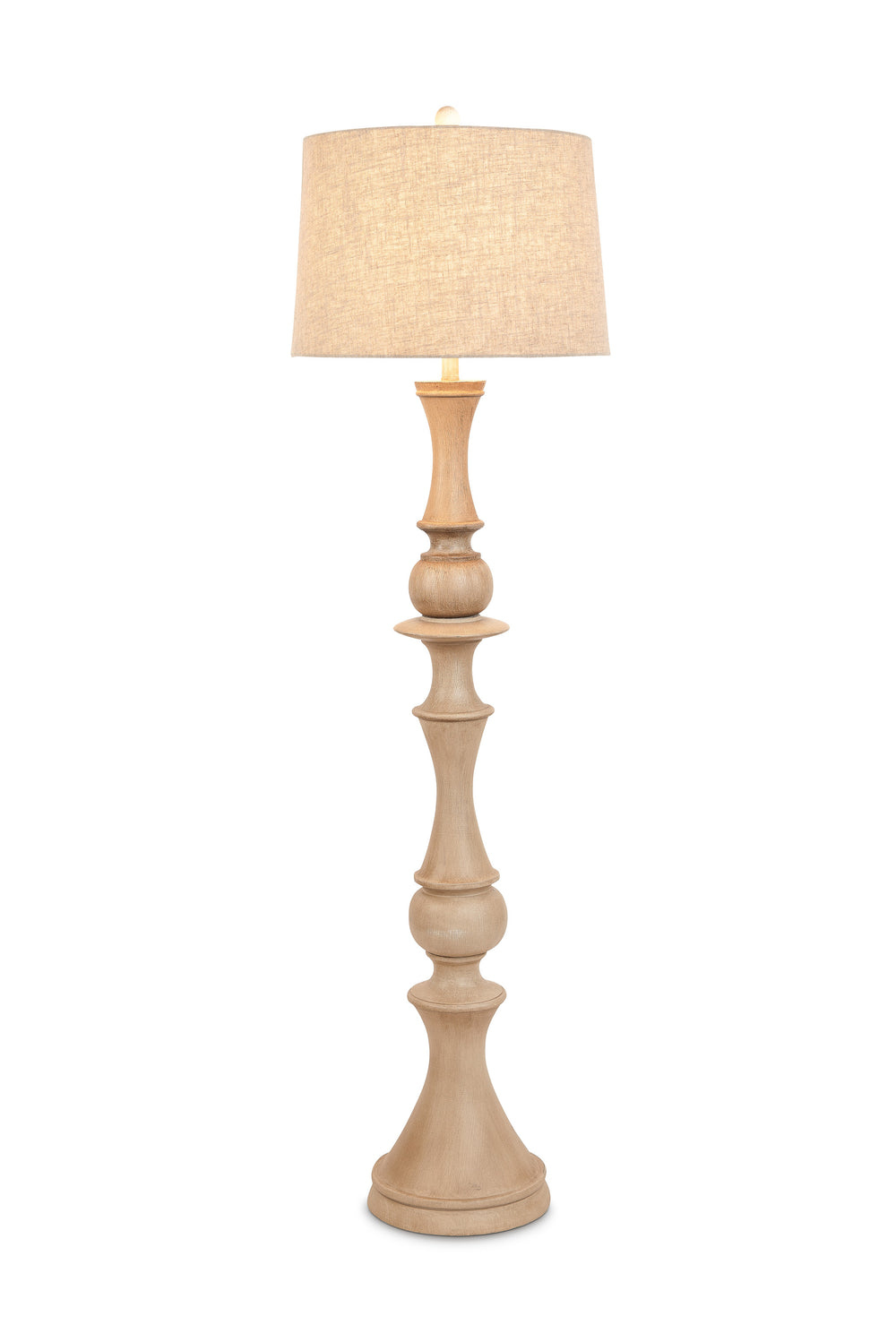 63" Distressed Brown Polyresin Curvy Body Floor Lamp With Beige Shade - Homeroots