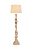 63" Distressed Brown Polyresin Curvy Body Floor Lamp With Beige Shade - Homeroots