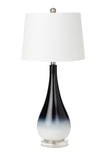 Set Of Two 31" Black And White Glass Table Lamps With White Empire Shade - Homeroots