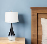Set Of Two 31" Black And White Glass Table Lamps With White Empire Shade - Homeroots