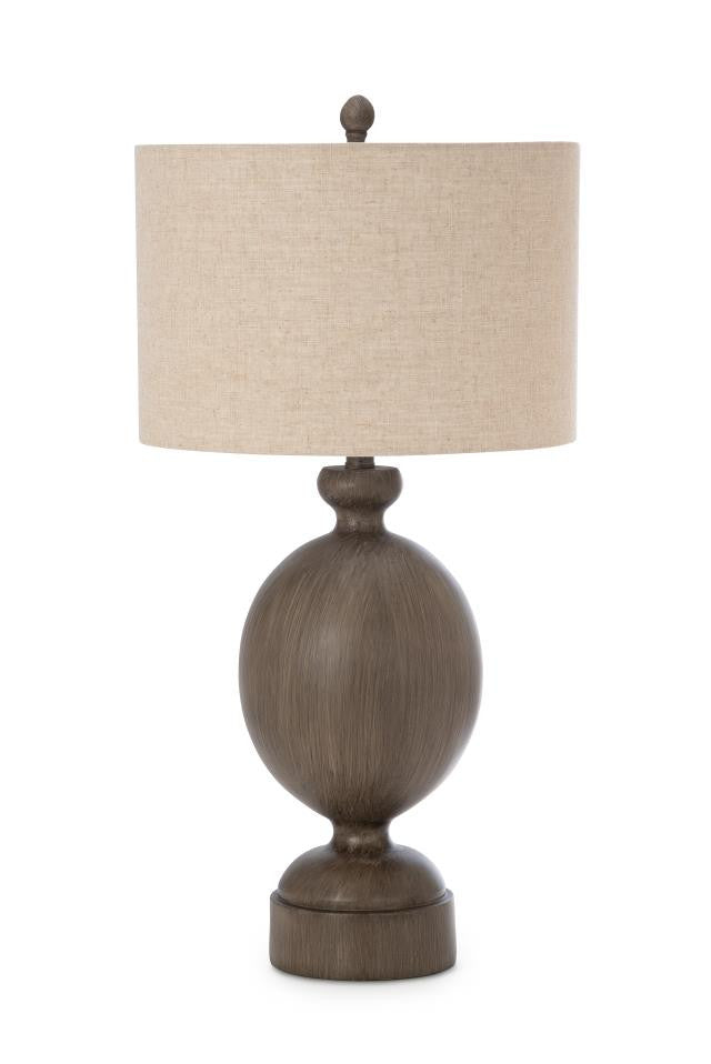 Set of Two 30" Brown Geometric Table Lamps With Beige Drum Shade - Homeroots
