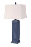 Set of Two 32" Blue Table Lamp With White Shade - Homeroots