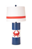 Set of Two 31" Red White and Blue Coastal Table Lamps With White Empire Shade - Homeroots