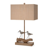 Set of Two 30" Brown Sand Piper Bird Table Lamps With Brown Shade - Homeroots