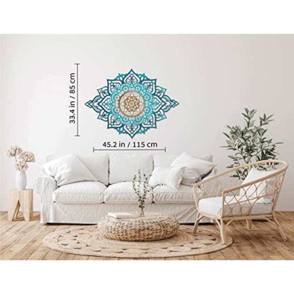 Turquoise And Gold Solid Wood Geometric Shapes Wall Decor - Homeroots - Flyclothing LLC