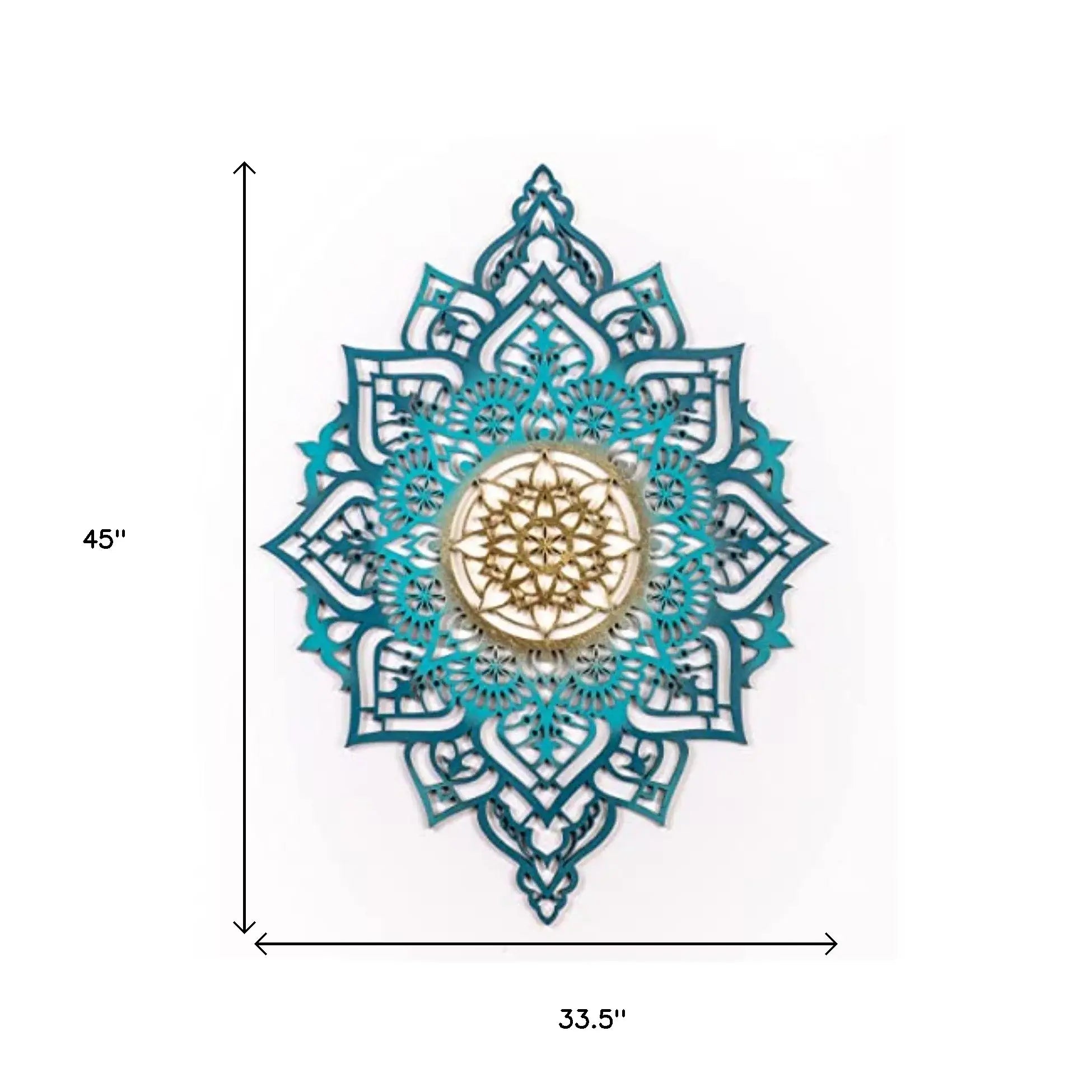 Turquoise And Gold Solid Wood Geometric Shapes Wall Decor - Homeroots - Flyclothing LLC