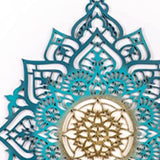 Turquoise And Gold Solid Wood Geometric Shapes Wall Decor - Homeroots