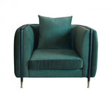 32" Green Velvet And Black Solid Color Arm Chair - Homeroots - Flyclothing LLC