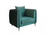 32" Green Velvet And Black Solid Color Arm Chair - Homeroots - Flyclothing LLC